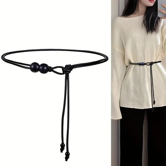 1pc Boho Waist Cincher Adjustable Slim Belt with Brown Bead Accents In various Colors