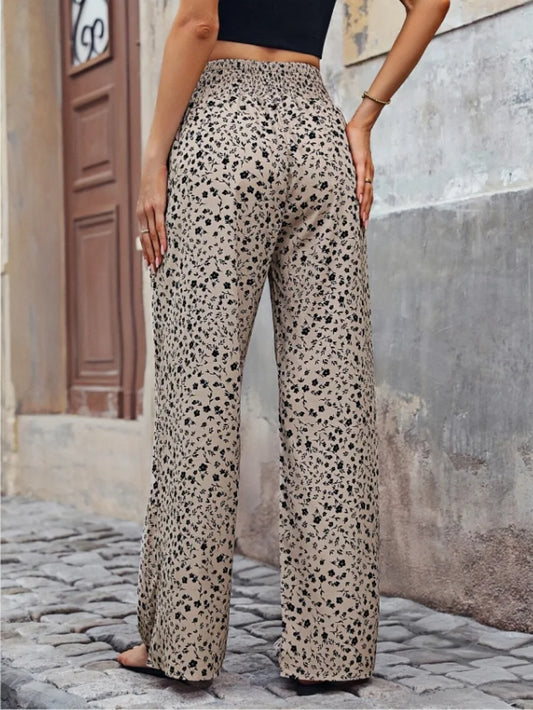 Sizes to 2XL Wide Leg Pants Boho Elastic High Waisted with Drawstring Loose Pants