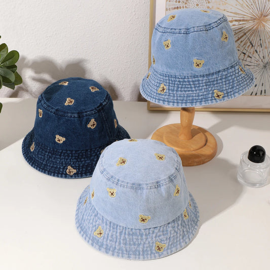 Retro embroidered cute fisherman's hat