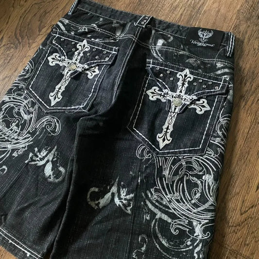 Baggy Denim Vintage Shorts Casual Knee length