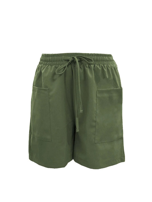 Women's Bermuda High Waist 4 Inch Shorts Loose Fit Elastic Waist and Drawstring, Casual Shorts with Pockets,