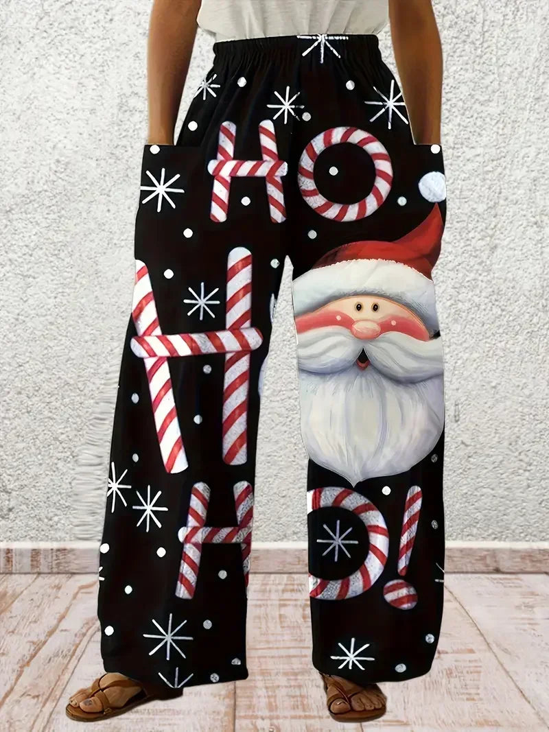 Plus Size to 5XL Casual Loose Long Wide Leg with Pockets Elastic Waist