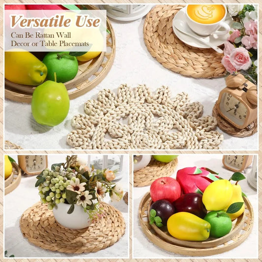 7pcs/set Bohemian Hand-Woven Hanging Straw Wall Decor