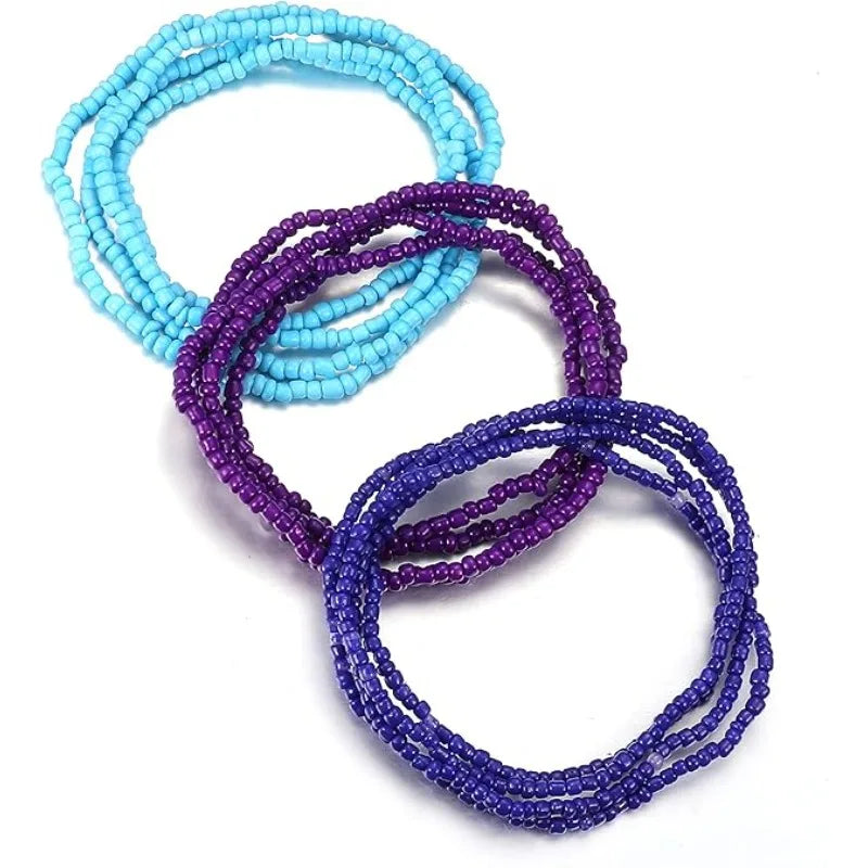 3 Piece Set of Waist Beads for low-rise pants or bikini wear. 10 different set colors to choose from