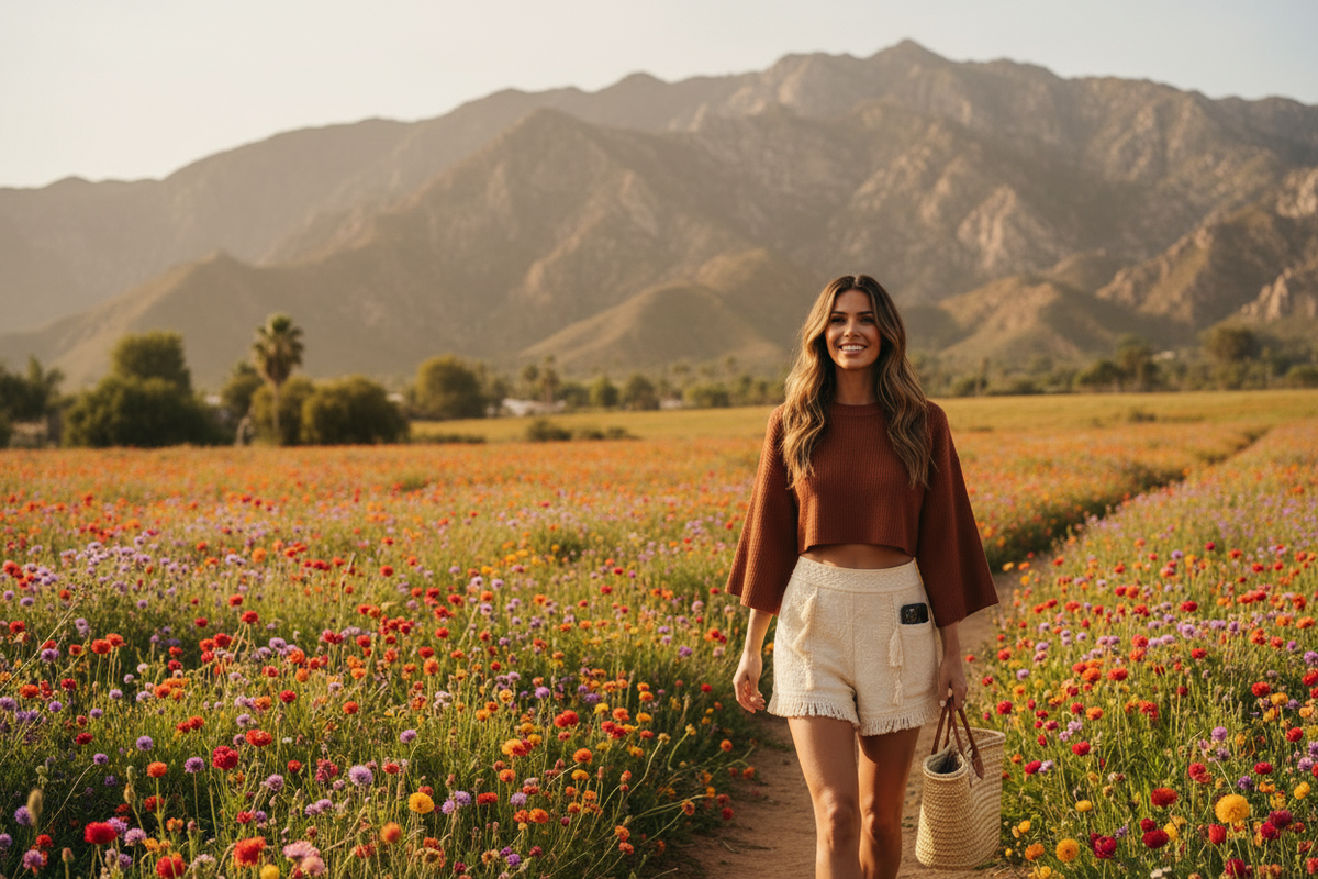 Boho Skort Hiker with T-Shirt and Hiking Boots