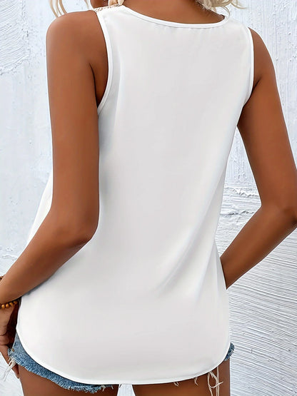 Elegant Summer  V-Neck Appliqué Sleeveless Vest