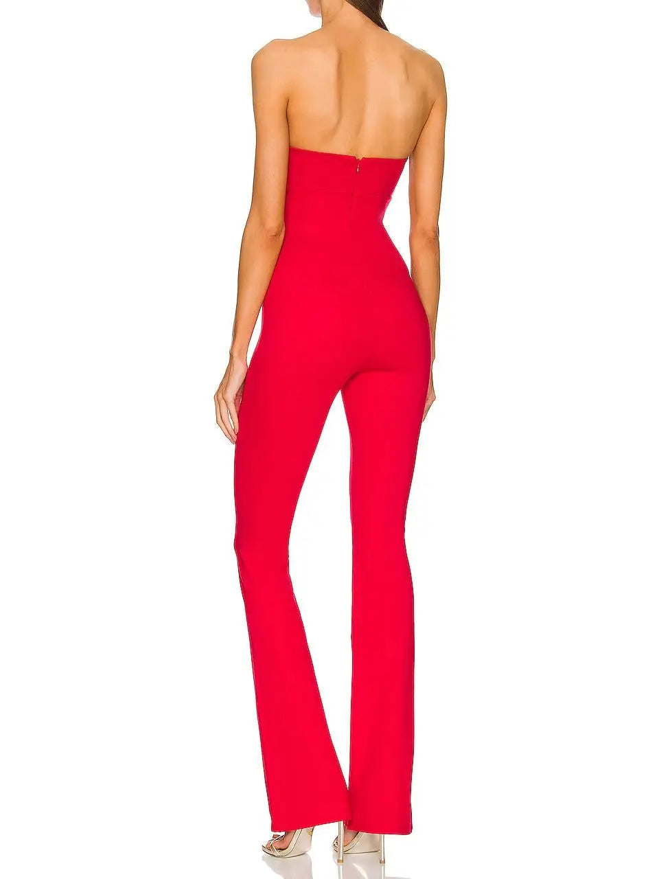 Bandeau Jumpsuit Long Flare Pants Sleeveless Sexy Cut Out Elegant Party Jumpsuit