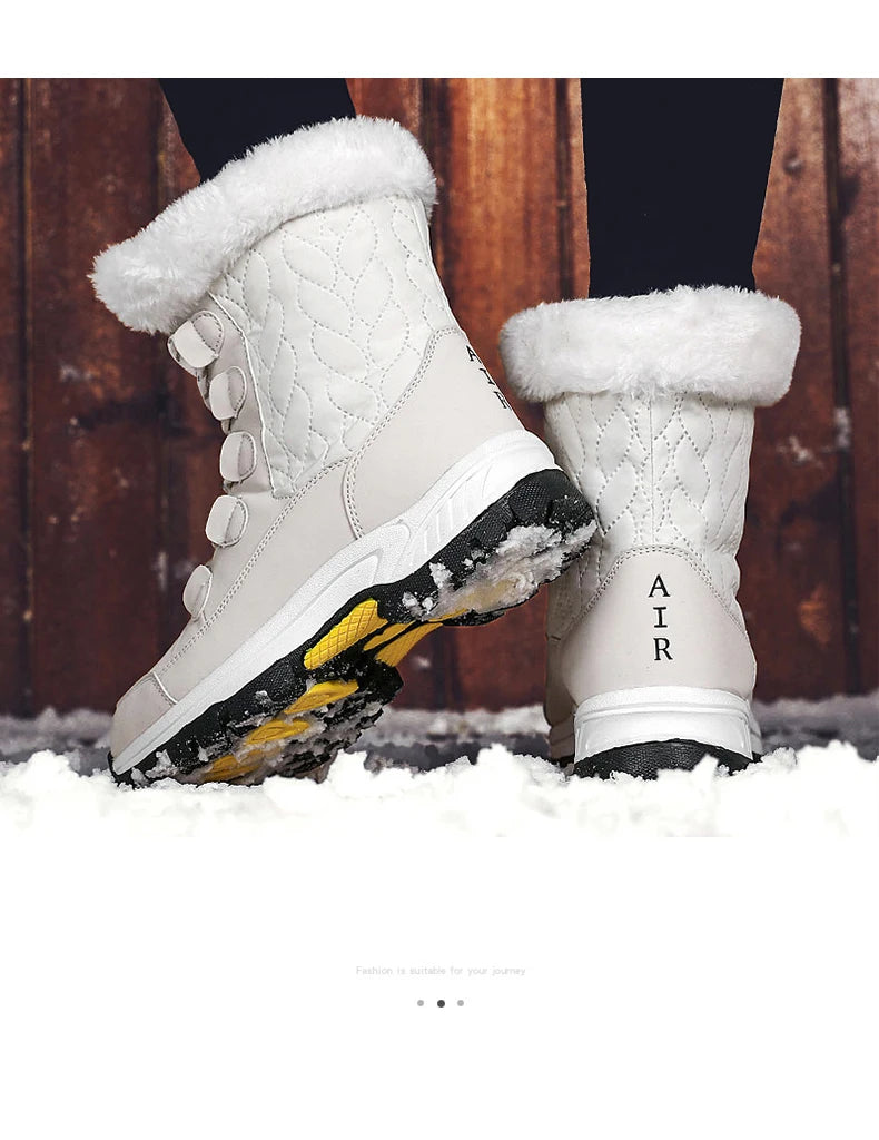 Warm Fur Lined Winter Ankle High Platform Boots Snow Boots