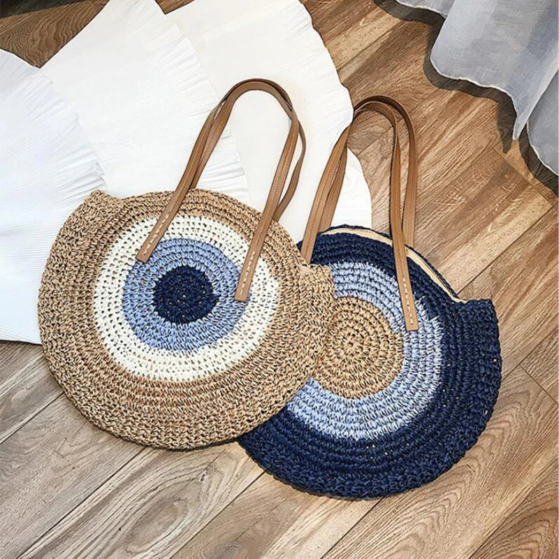 Boho Crossbody Bags, Round Shoulder Purse, Faux Leather Strap. In 7 Colors, Designs, and Sizes