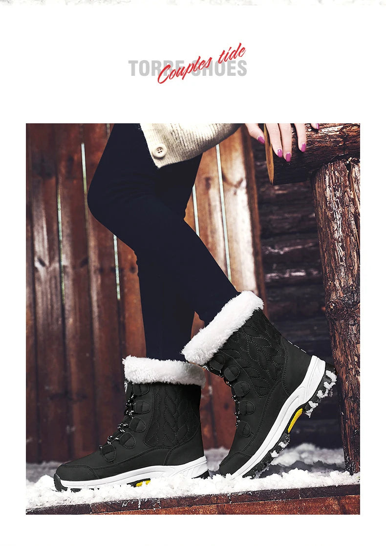 Warm Fur Lined Winter Ankle High Platform Boots Snow Boots