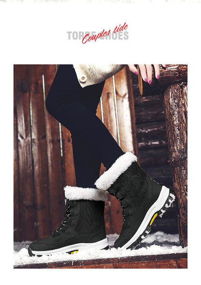 Warm Fur Lined Winter Ankle High Platform Boots Snow Boots