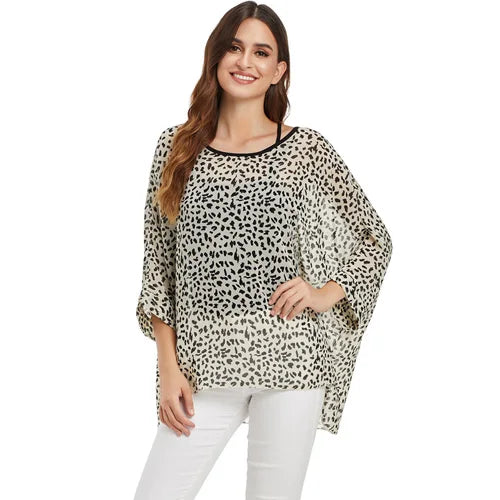 50 patterns to choose from, Plus Size, Boho Batwing Casual Sheer Chiffon Summer Top