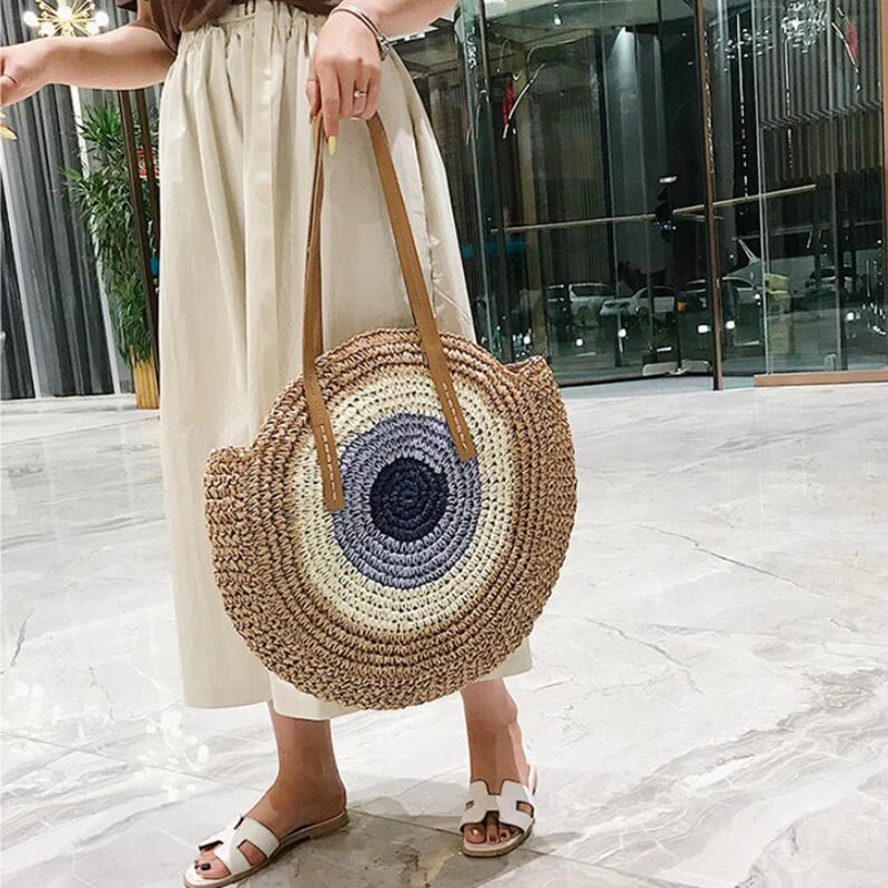 Boho Crossbody Bags, Round Shoulder Purse, Faux Leather Strap. In 7 Colors, Designs, and Sizes