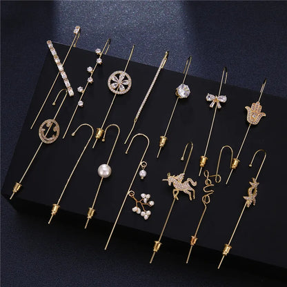 Bohemian Gold Color Earrings Ear Wrap Crawler Hook Earring Zirconia