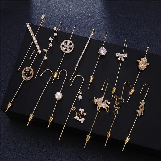 Bohemian Gold Color Earrings Ear Wrap Crawler Hook Earring Zirconia