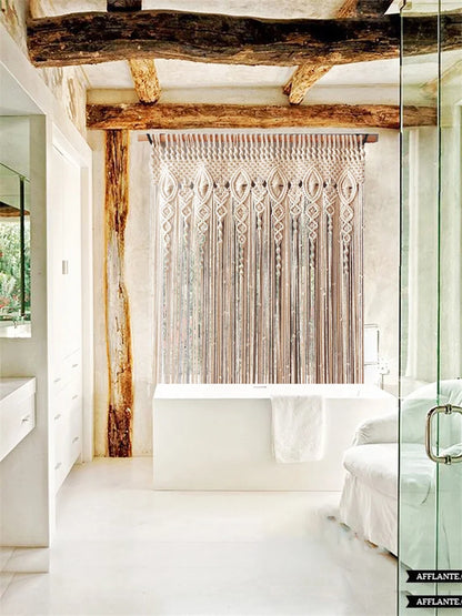 Hand-woven Macrame Cotton Tapestry Curtain, Wall Hanging Art Tapestry, Boho Decoration, Bohemian Wedding Backdrop Tapestry