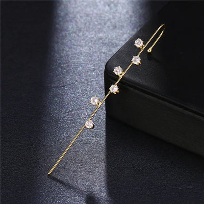 Bohemian Gold Color Earrings Ear Wrap Crawler Hook Earring Zirconia