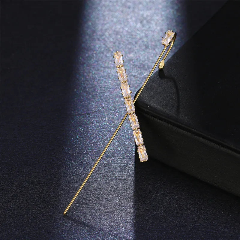 Bohemian Gold Color Earrings Ear Wrap Crawler Hook Earring Zirconia