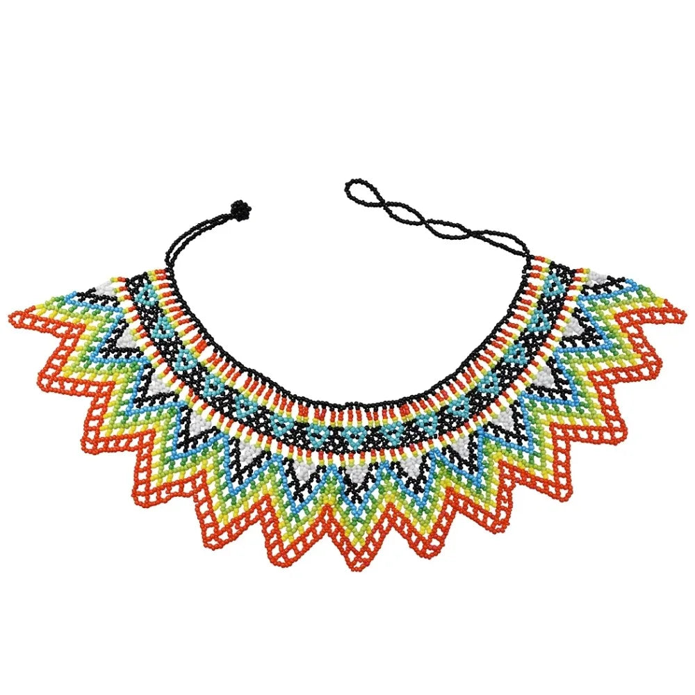 Multicolor South African Tribal Bib Collar Overlay