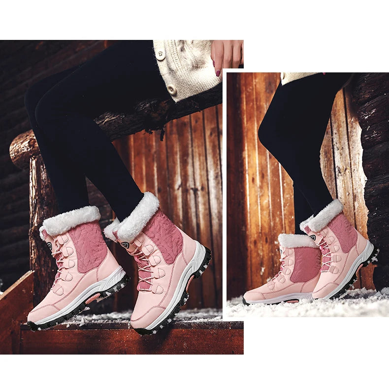 Warm Fur Lined Winter Ankle High Platform Boots Snow Boots