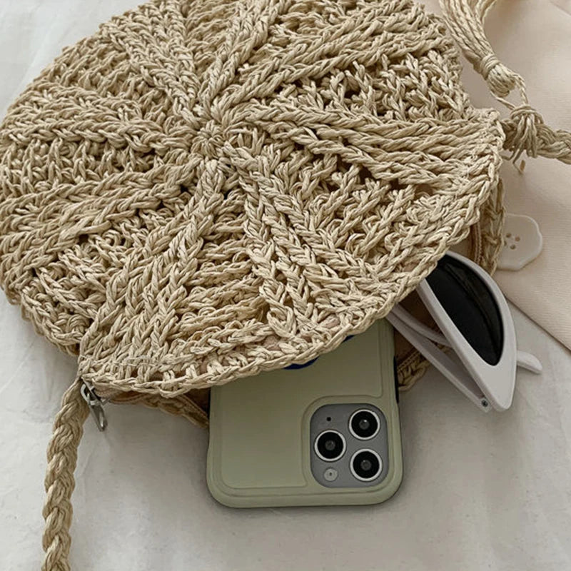 Boho Crossbody Bags, Round Shoulder Purse, Faux Leather Strap. In 7 Colors, Designs, and Sizes