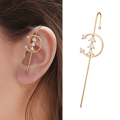 Bohemian Gold Color Earrings Ear Wrap Crawler Hook Earring Zirconia