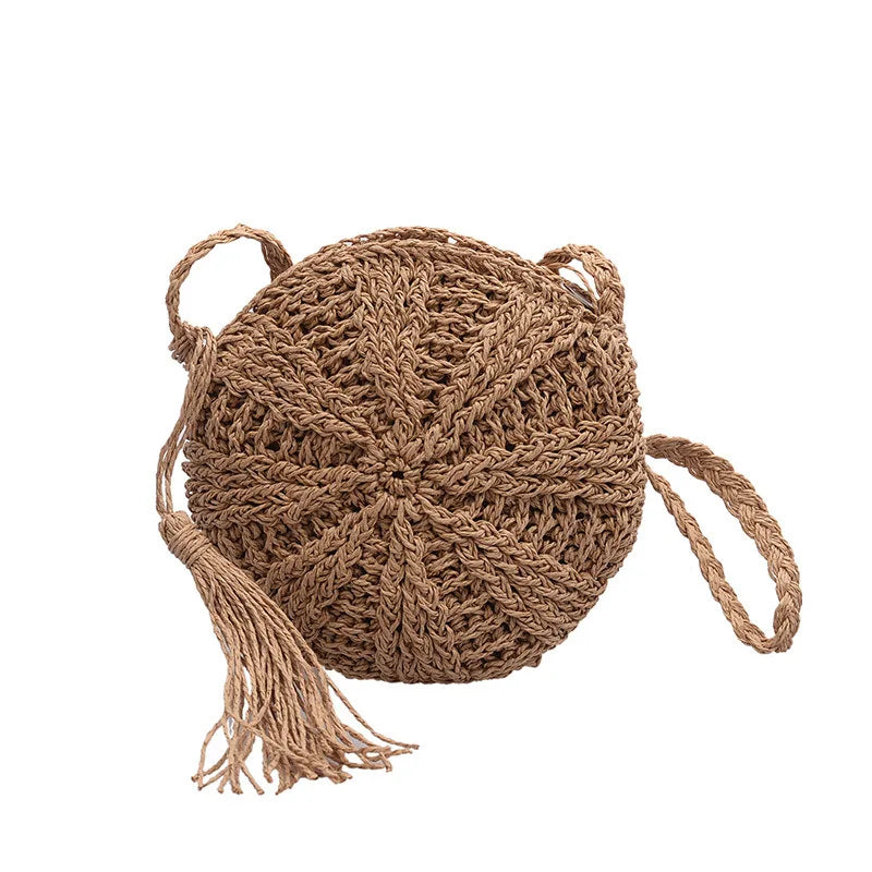 Boho Crossbody Bags, Round Shoulder Purse, Faux Leather Strap. In 7 Colors, Designs, and Sizes