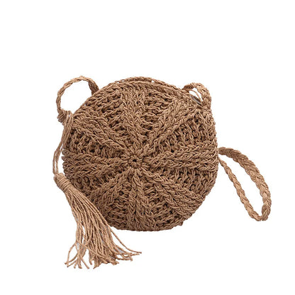 Boho Crossbody Bags, Round Shoulder Purse, Faux Leather Strap. In 7 Colors, Designs, and Sizes