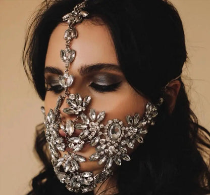 Stonefans Exaggerated Halloween Crystal Mask. Handmade Rhinestone Bling