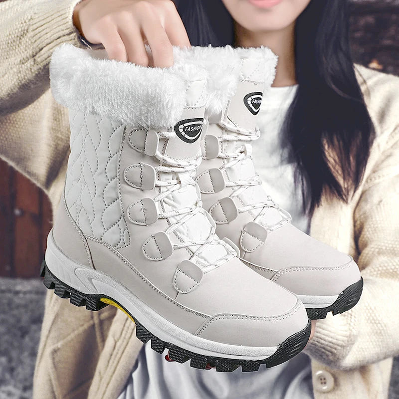Warm Fur Lined Winter Ankle High Platform Boots Snow Boots