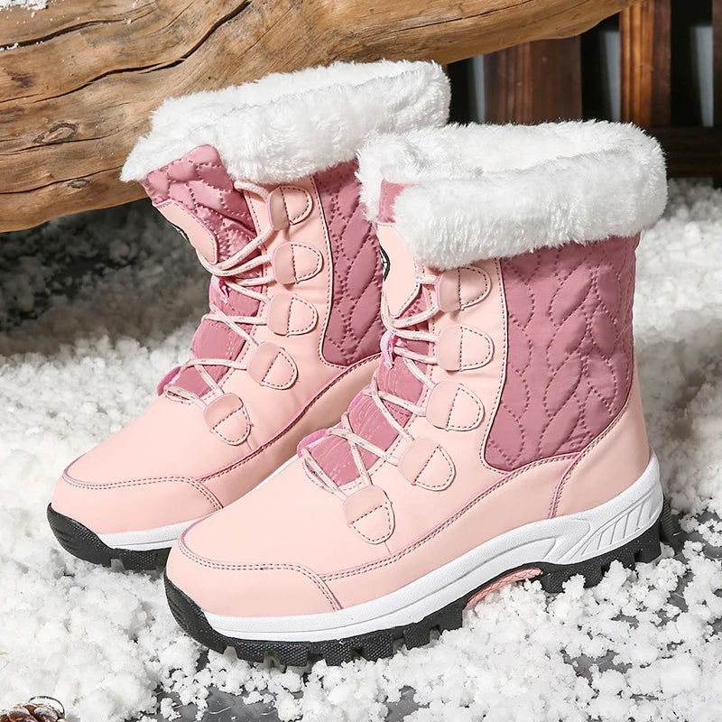 Warm Fur Lined Winter Ankle High Platform Boots Snow Boots