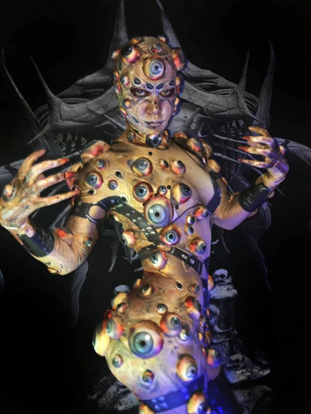 Halloween Men and Women Horror Costume, 3D Eye Novelty Stretch Jumpsuit Rompers