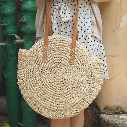 Boho Crossbody Bags, Round Shoulder Purse, Faux Leather Strap. In 7 Colors, Designs, and Sizes