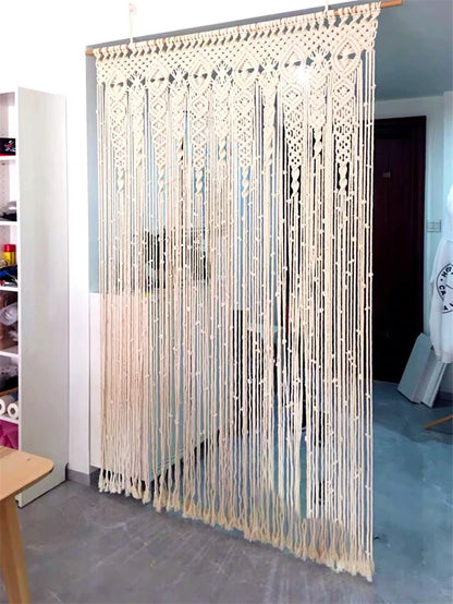Hand-woven Macrame Cotton Tapestry Curtain, Wall Hanging Art Tapestry, Boho Decoration, Bohemian Wedding Backdrop Tapestry