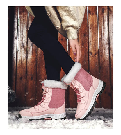 Warm Fur Lined Winter Ankle High Platform Boots Snow Boots