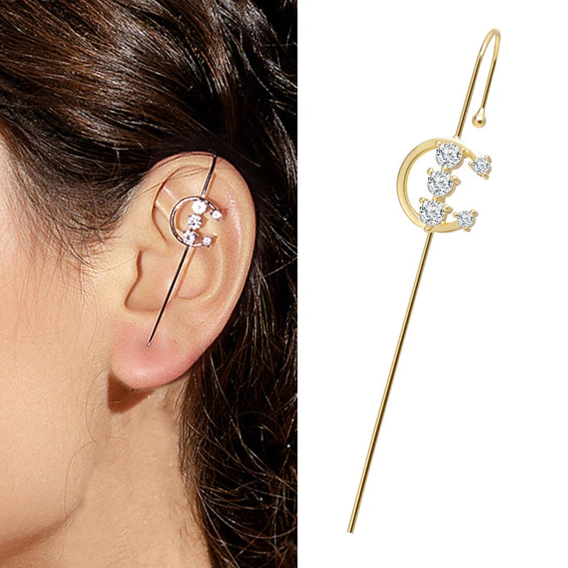 Bohemian Gold Color Earrings Ear Wrap Crawler Hook Earring Zirconia