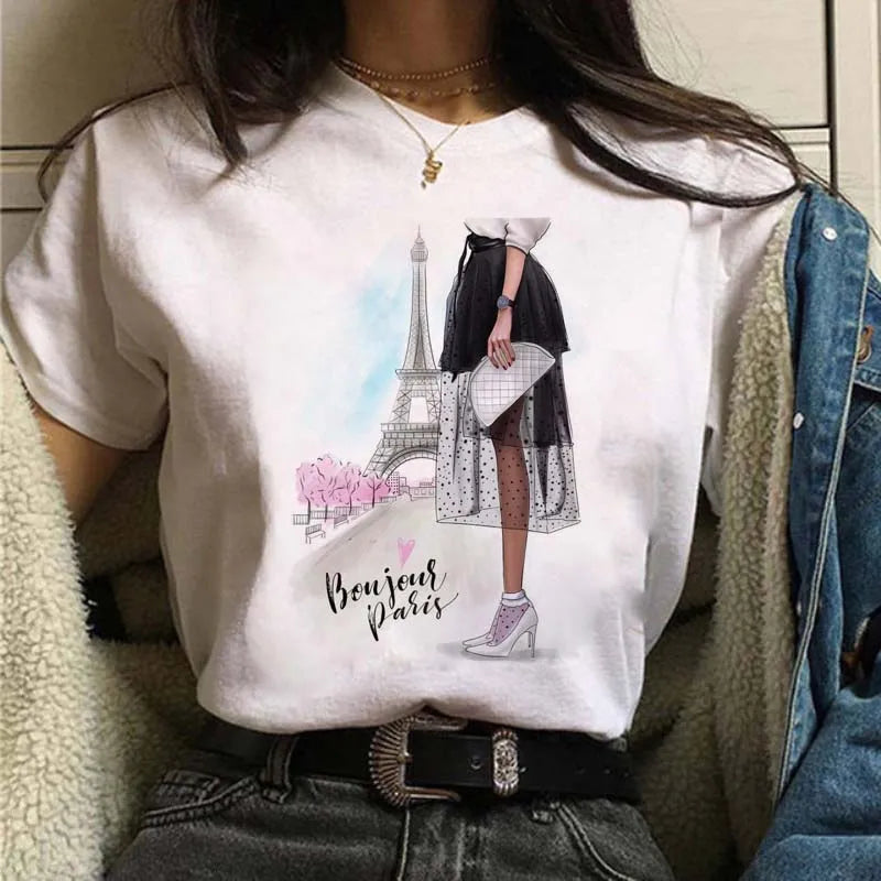Sizes to 3XXL T-shirts Casual Round Neck Short Top short Sleeves  Logo  "Have a Nice Day" or "But First, Coffee"