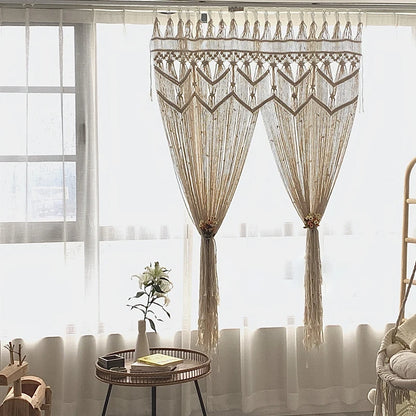 Hand-woven Macrame Cotton Tapestry Curtain, Wall Hanging Art Tapestry, Boho Decoration, Bohemian Wedding Backdrop Tapestry