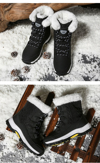 Warm Fur Lined Winter Ankle High Platform Boots Snow Boots