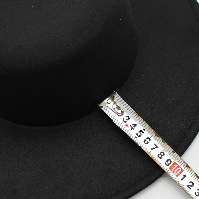 French Wide Brim Women's Fedora Wool Hat  Flat Top Felt in Marigold, White, and Black.