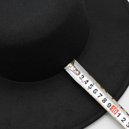French Wide Brim Women's Fedora Wool Hat  Flat Top Felt in Marigold, White, and Black.