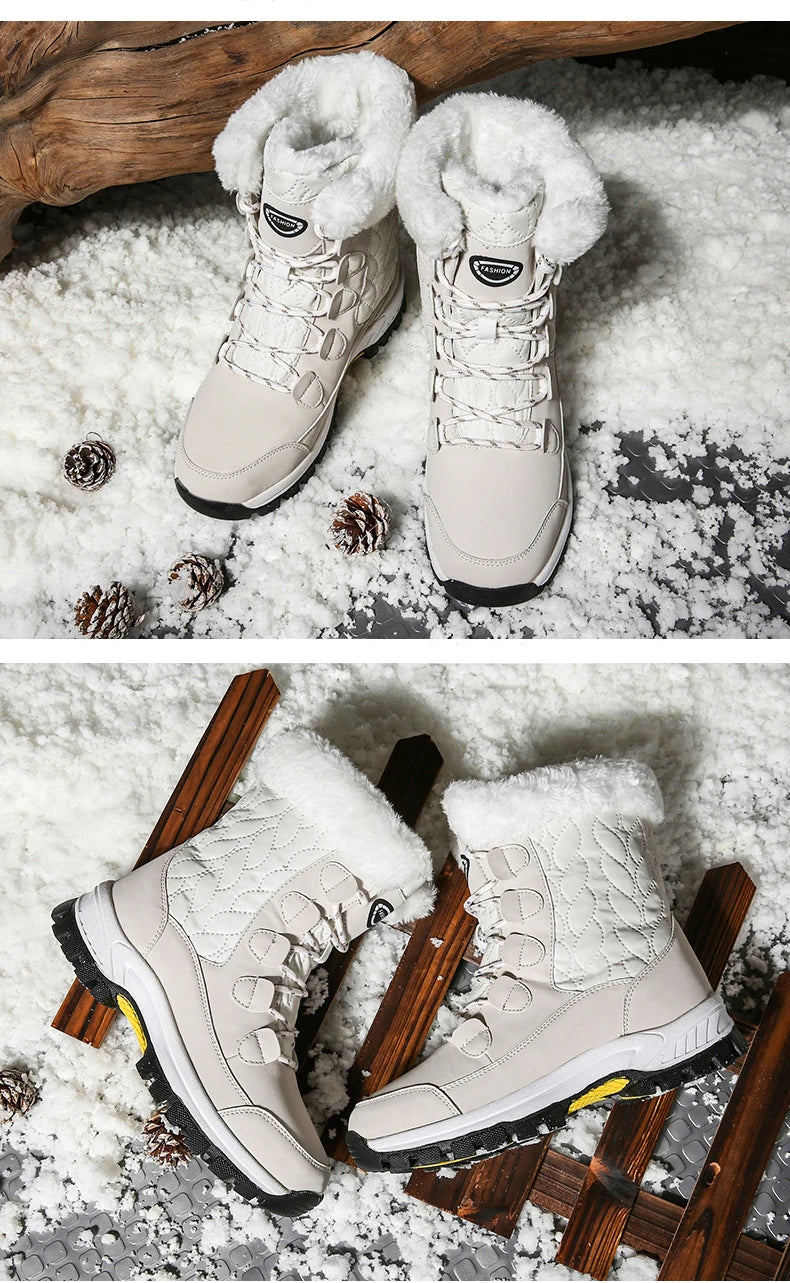 Warm Fur Lined Winter Ankle High Platform Boots Snow Boots