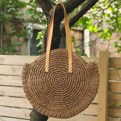 Boho Crossbody Bags, Round Shoulder Purse, Faux Leather Strap. In 7 Colors, Designs, and Sizes