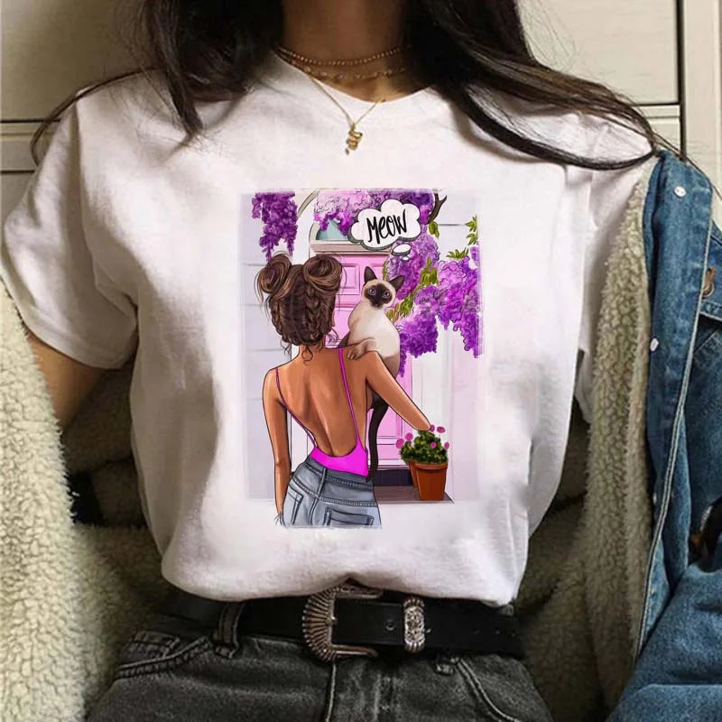 Sizes to 3XXL T-shirts Casual Round Neck Short Top short Sleeves  Logo  "Have a Nice Day" or "But First, Coffee"