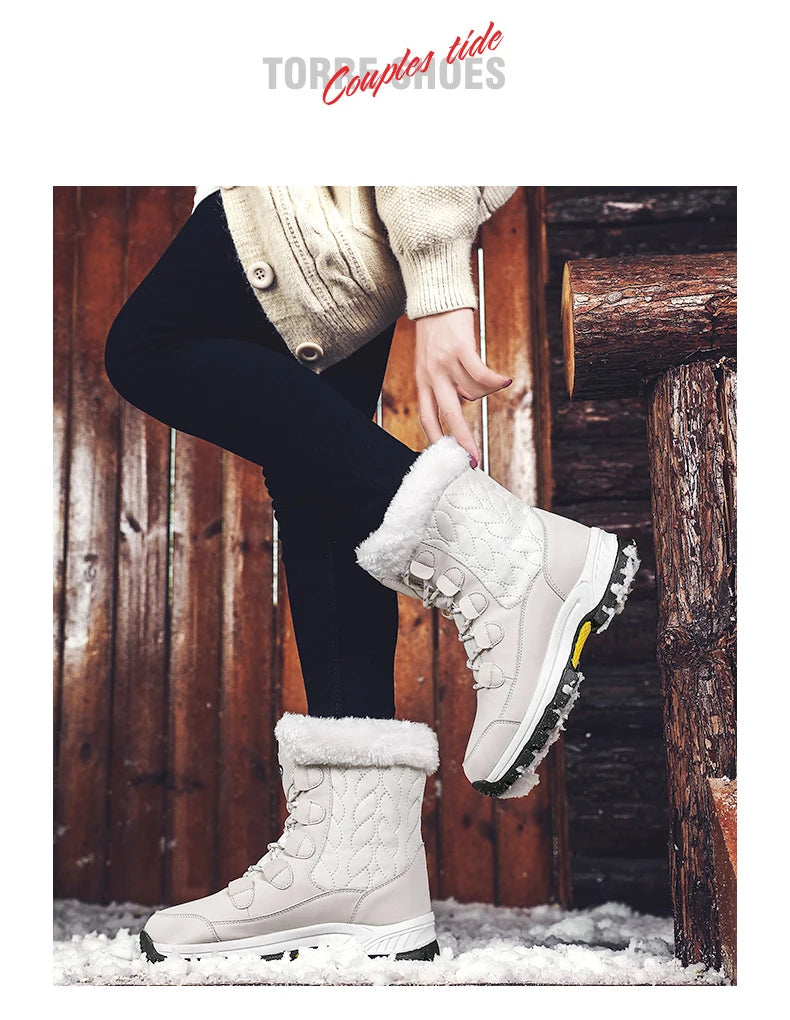 Warm Fur Lined Winter Ankle High Platform Boots Snow Boots