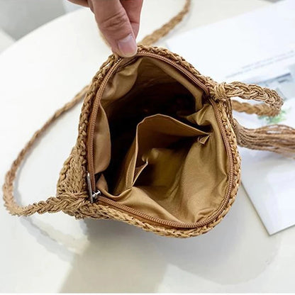 Boho Crossbody Bags, Round Shoulder Purse, Faux Leather Strap. In 7 Colors, Designs, and Sizes