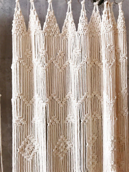 Hand-woven Macrame Cotton Tapestry Curtain, Wall Hanging Art Tapestry, Boho Decoration, Bohemian Wedding Backdrop Tapestry