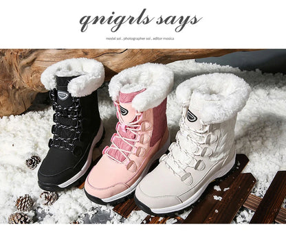 Warm Fur Lined Winter Ankle High Platform Boots Snow Boots