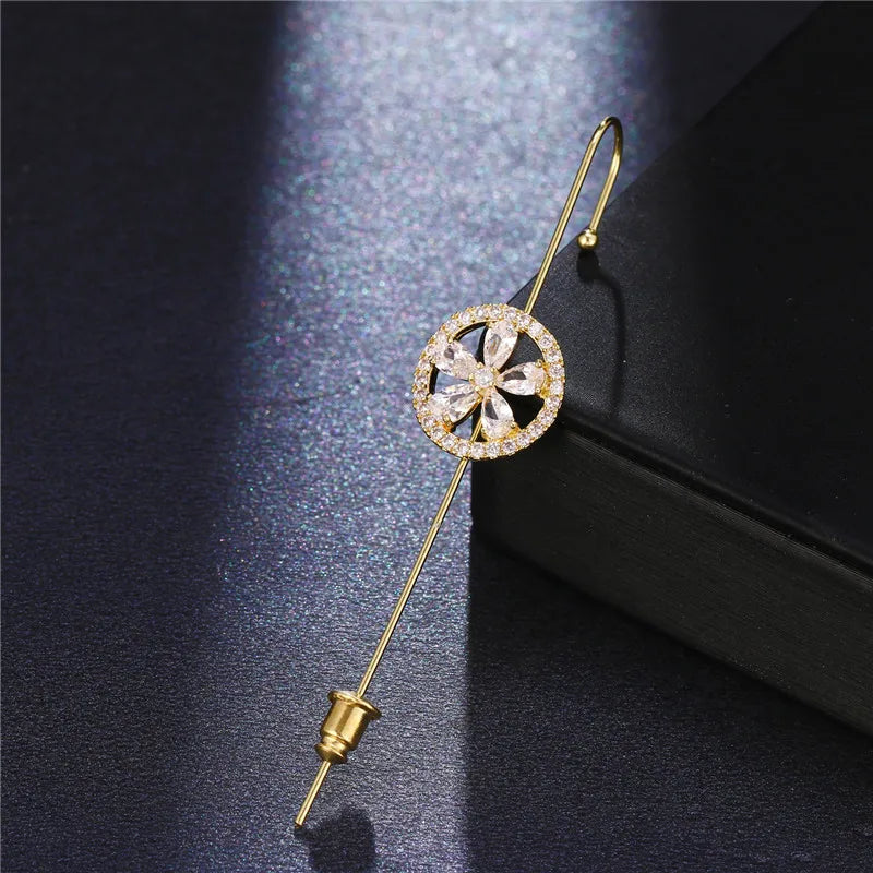Bohemian Gold Color Earrings Ear Wrap Crawler Hook Earring Zirconia