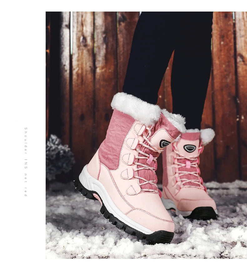Warm Fur Lined Winter Ankle High Platform Boots Snow Boots